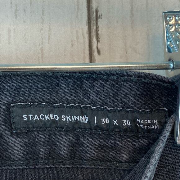 Pacsun Black High Waisted Distressed Stacked Skinny Denim Jeans Size 30 x 30 - Picture 5 of 12